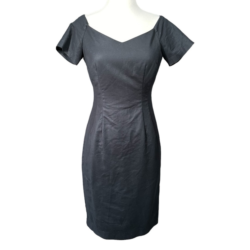 Zara Basics Classic Bardot Pin Up Girl Black Dress Off The Shoulder Sheath SZ M